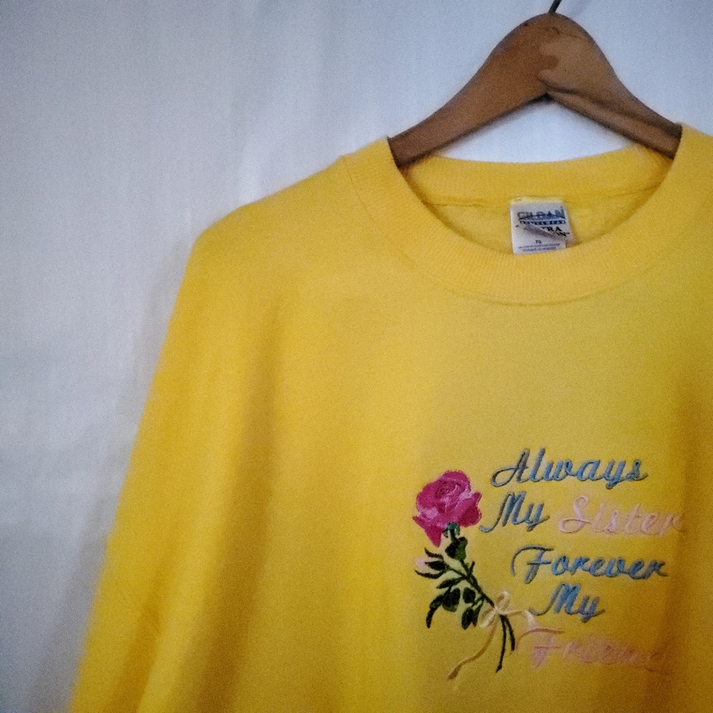 XL Ladies Vintage 90's Crew Yellow Rose Sweatshirt